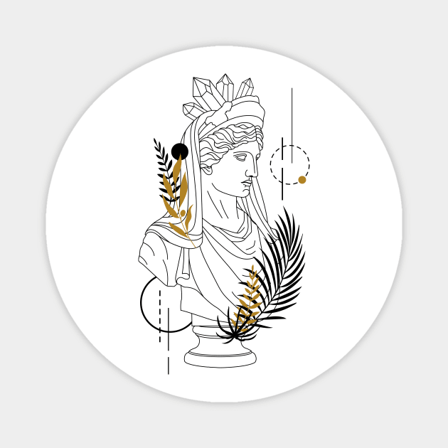 Demeter (Ceres). Creative Illustration In Geometric And Line Art Style Magnet by SlothAstronaut